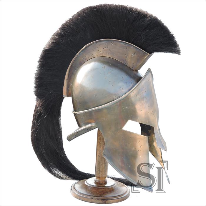 Greek Spartan King Crested Helmet With Stand