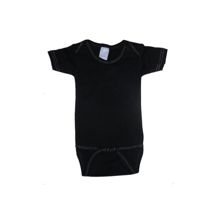 Black with White Stitching Interlock Short Sleeve Onezie