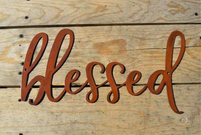 Custom Gold Rust Patina Blessed Farmhouse Wall Art