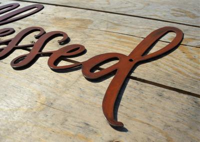 Custom Gold Rust Patina Blessed Farmhouse Wall Art