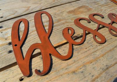 Custom Gold Rust Patina Blessed Farmhouse Wall Art