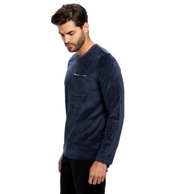 MEN'S PLUSH VELOUR LONG SLEEVE POCKET TEE
