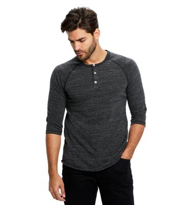 UNISEX 3/4 SLEEVE TRI-BLEND RAGLAN HENLEY