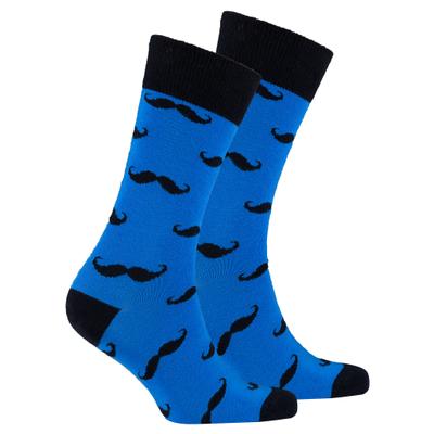 Men's Navy Mustache Socks