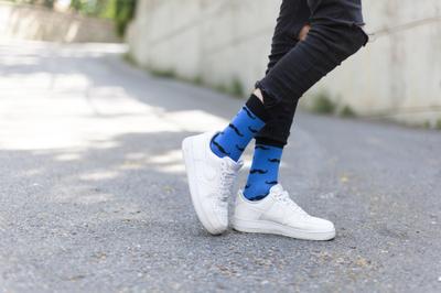Men's Navy Mustache Socks