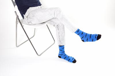 Men's Navy Mustache Socks