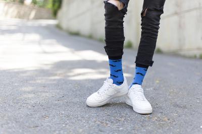 Men's Navy Mustache Socks