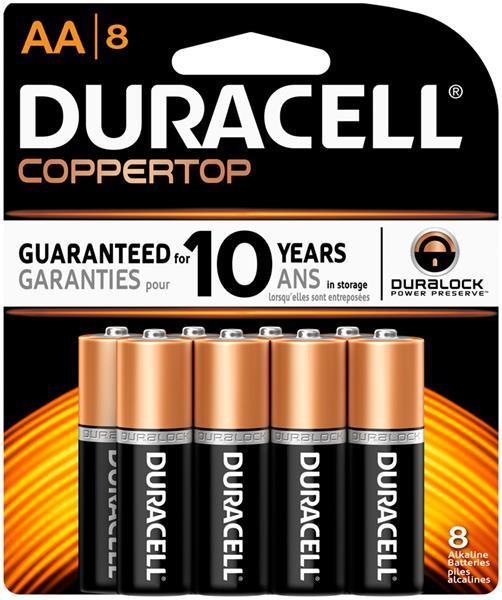 Duracell Coppertop AA8 Alkaline AA Duralock Battery