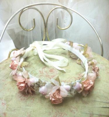 Blush Double Ribbon Headband/Hallow for Flower Girl