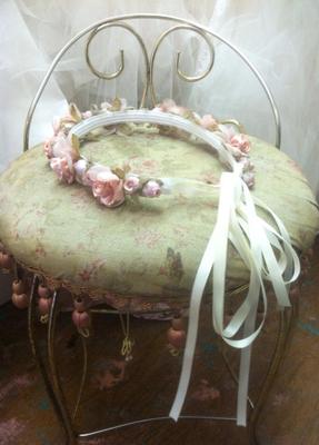 Blush Double Ribbon Headband/Hallow for Flower Girl