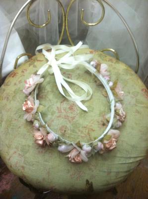 Blush Double Ribbon Headband/Hallow for Flower Girl