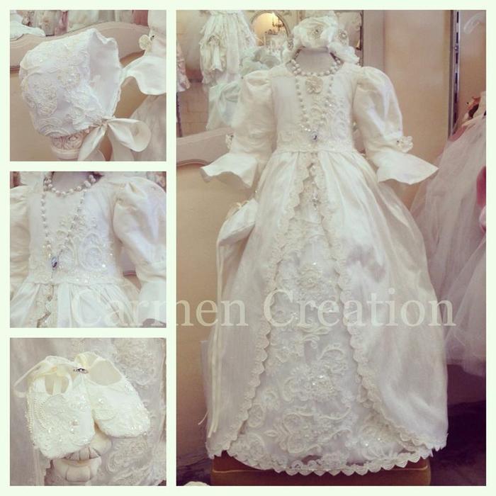 100% Silk Baptism Gown in Ivory