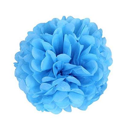 Blue&Gold Pompom Lantern Set 12pcs
