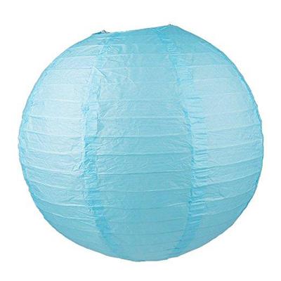 Blue&Gold Pompom Lantern Set 12pcs