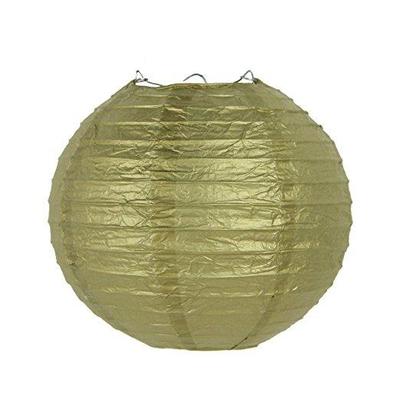 Blue&Gold Pompom Lantern Set 12pcs