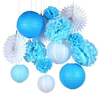 Blue & White Paper Decoration Set 14pcs