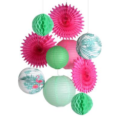 Red Fan Colorful Paper Lantern Decoration for Tropical Boho Summer Party