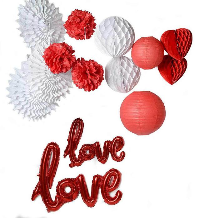 Love Balloon Red & White Set 14pcs