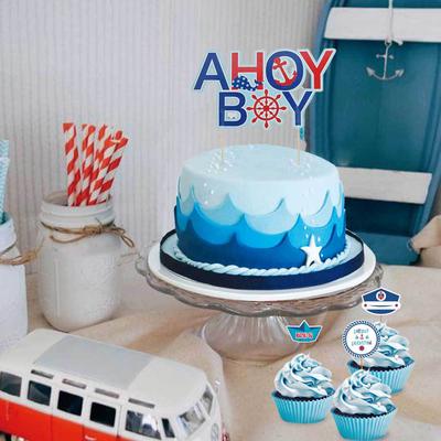 Cake & Cupcake Toppers Ahoy Boy Birthday Party Decoration