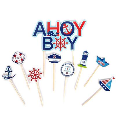 Cake & Cupcake Toppers Ahoy Boy Birthday Party Decoration