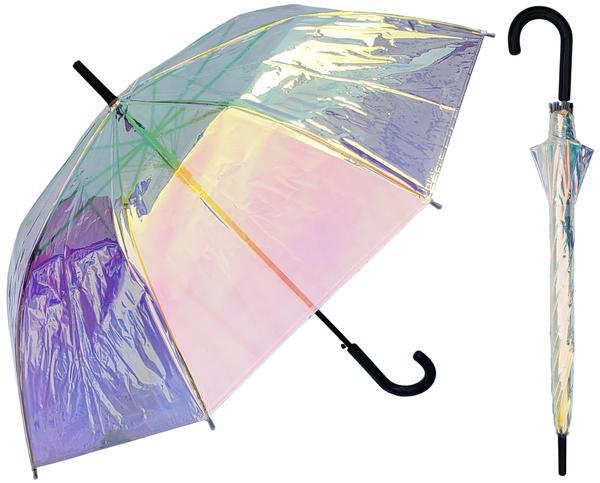 WHOLESALE IRIDESCENT HOLOGRAPHIC CLEAR UMBRELLA