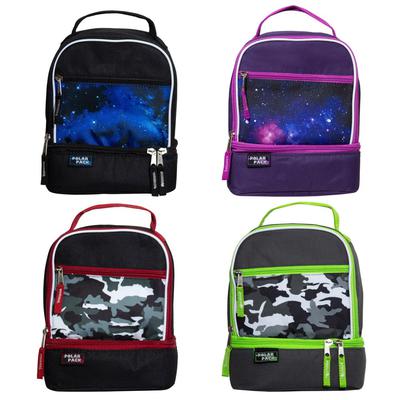 11" Wholesale Insulated Lunch Cooler with Multiple Compartments in 4 Assorted Colors - Bulk Case of 24 Lunch Boxes - CP5583-24