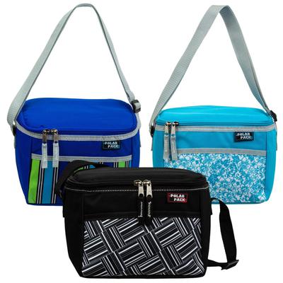 14" Bulk 6 Can Printed Cooler in 3 Assorted Colors - Wholesale Case of 24 Lunch Boxes - CP4291-24