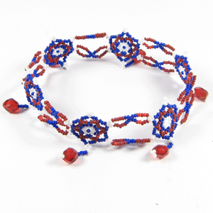 Blue Red White Seed Beads Stretchable Beaded Anklet [A-15-SB-6]