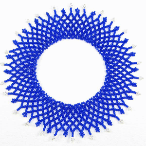 Blue Seed Beads Beaded Stretchable Anklet 16/2 [A-16-SB-2]