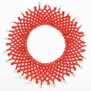 Iris Red Seed Beads Beaded Stretchable Anklet A16/6 [A-16-SB-6]