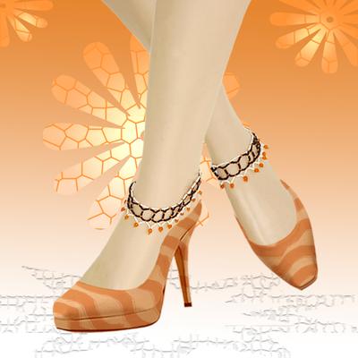 Black White Seed Beads Stretchable Anklet [A-15-SB-4]