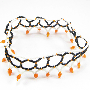 Black White Seed Beads Stretchable Anklet [A-15-SB-4]
