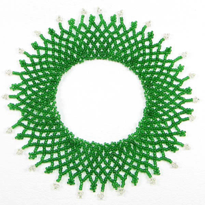 Dark Green Seed Beaded Stretchable Anklet Handmade A16/5 [A-16-SB-5]