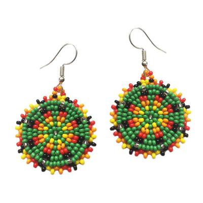 Handmade Beaded Cute Round Green earrings [E-60-SB-9]