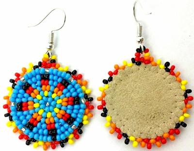 Handmade Beaded Cute Round Turquoise Blue earrings [E-60-SB-1]