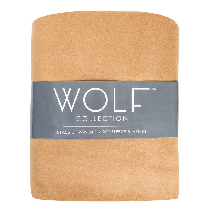 Wolf 60"x 90" Twin Classic Fleece Blanket 160gsm - Tan