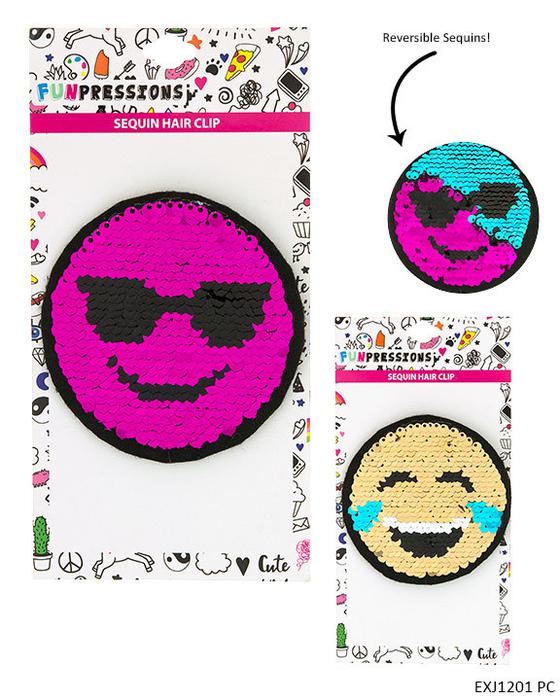 Emoji Reversible Sequin Salon Clip - Assorted