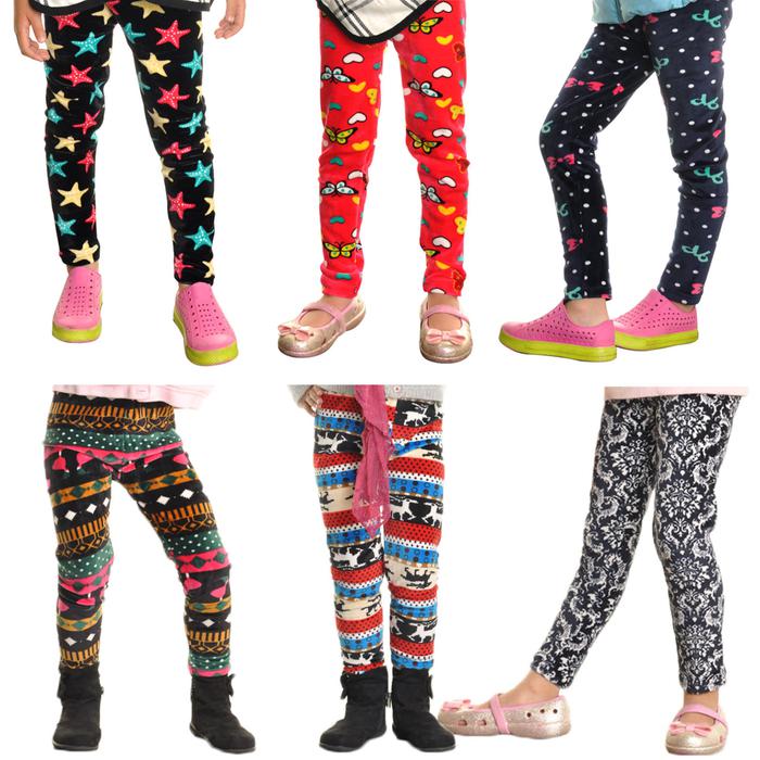 Maria Rosa Girls Plush Winter Leggings in Assorted Designs - Medium