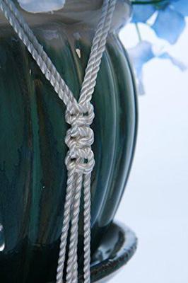 Plant Hanger Macrame White 48 Inches Long With Silver Ring, Beautifully Handmade.