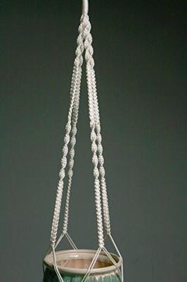 Plant Hanger Macrame White 48 Inches Long With Silver Ring, Beautifully Handmade.