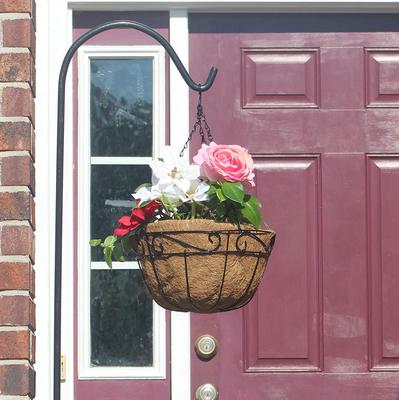 Ashman Metal Hanging Planter Basket with Coco Coir Liner Round Wire Plant Holder Chain Porch Decor Flower Pots Hanger Garden Decoration Indoor Outdoor Watering Hanging Baskets