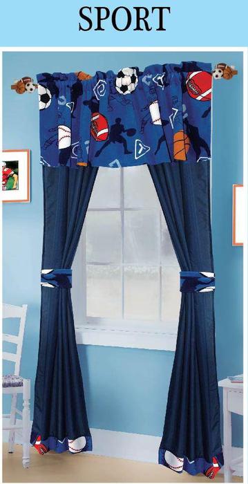 Sports Themed 5 Piece Curtain Set
