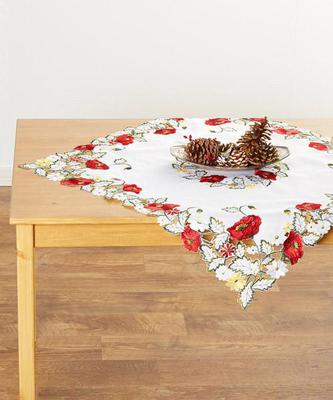 Holiday Hand Embroidered Tablecloths, 4 Styles and 5 Sizes Available