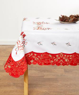 Holiday Hand Embroidered Tablecloths, 4 Styles and 5 Sizes Available