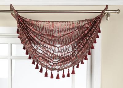 Organza Waterfall Valance with Grommets and Fringe. 4 styles 4 colors