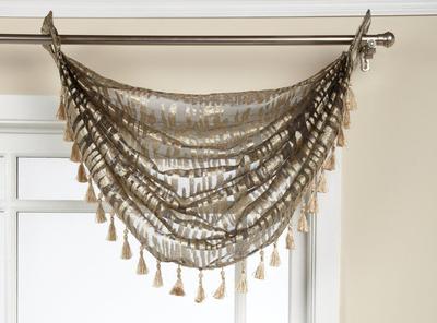 Organza Waterfall Valance with Grommets and Fringe. 4 styles 4 colors