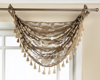 Organza Waterfall Valance with Grommets and Fringe. 4 styles 4 colors