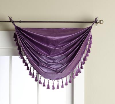 Elaine Faux Silk Grommeted Waterfall Valance with Fringes 36x37