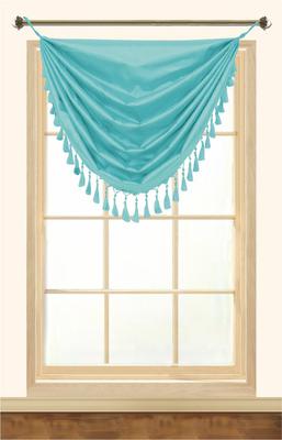 Elaine Faux Silk Grommeted Waterfall Valance with Fringes 36x37