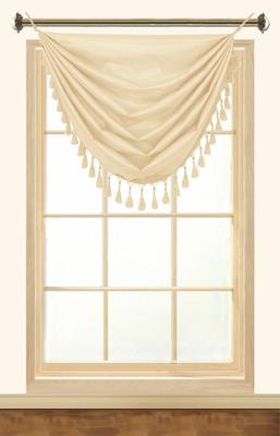 Elaine Faux Silk Grommeted Waterfall Valance with Fringes 36x37